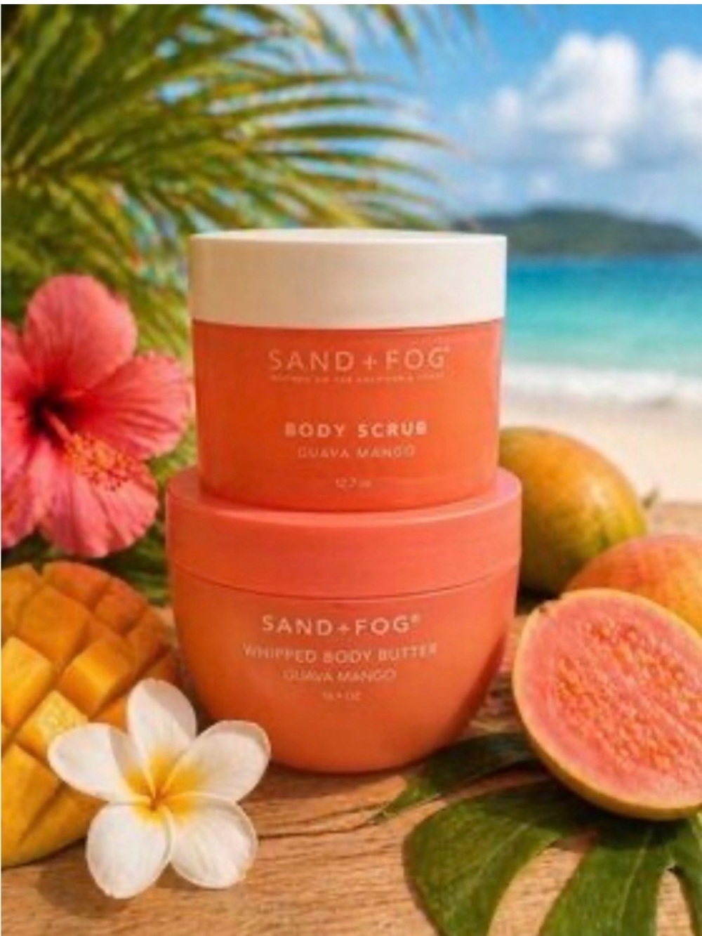 SAND+FOG Guava Mango Whipped Body Butter & Body Scrub - JUMBO size